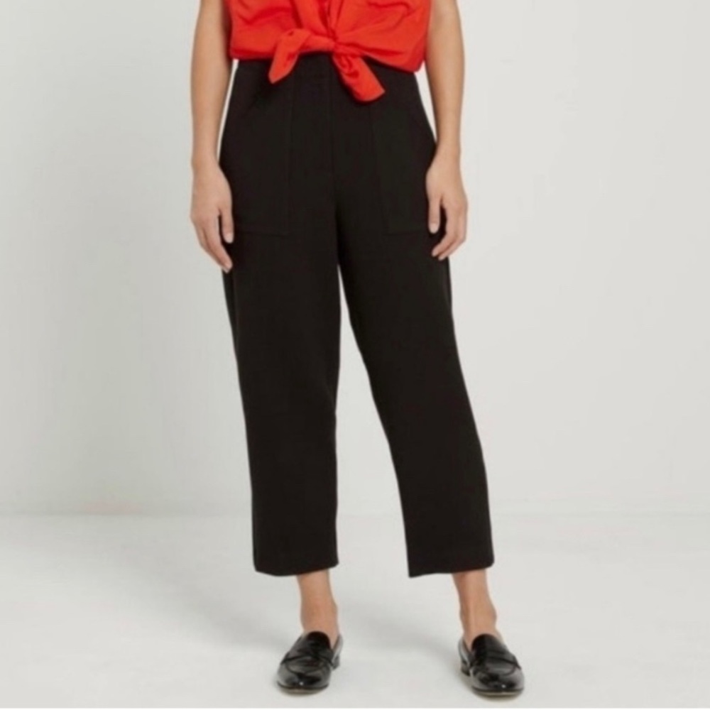 Frank & Oak Black Alice Straight Cropped Trouser High Waisted Pants Size 4